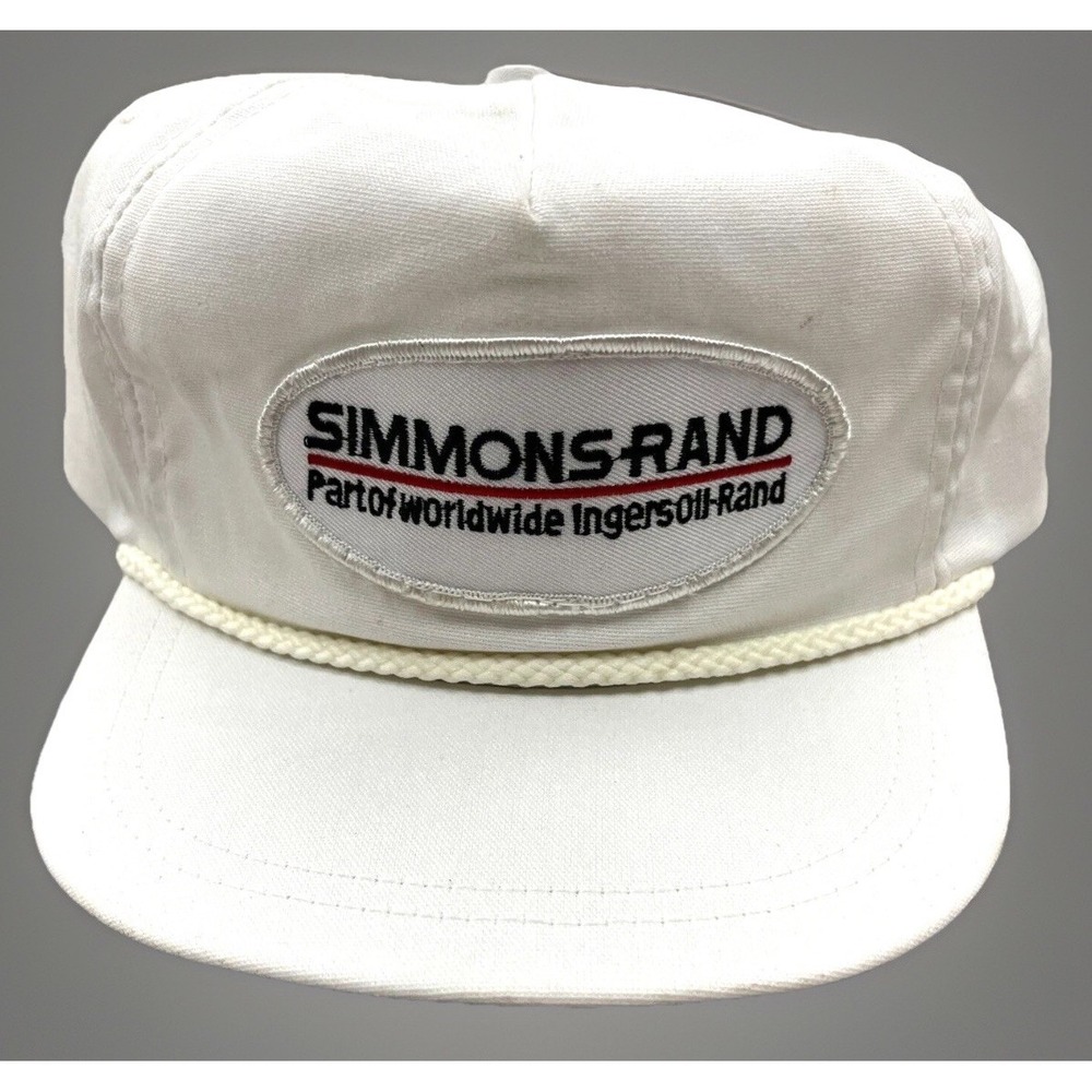 Vintage Trucker Hat Cap Strap Back‎ White Patch Oil Petroleum Rope Simmons Rand
